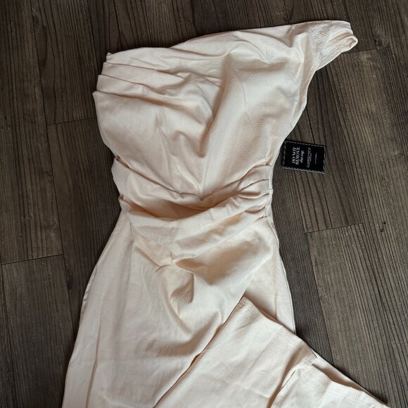 JLUXLABEL BUTTERCREAM CREAM DENIM STRETCH KRISHNA ONE SHOULDER MAXI DRESS - SMAL - Picture 4 of 7